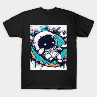 Street art Kawaii astronaut resting on donut T-Shirt